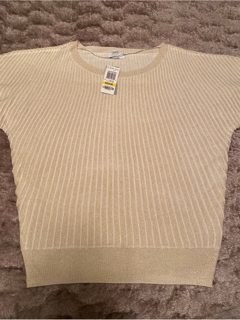 Charter Club Women's Ribbed Short-Sleeve Sweater - Cream